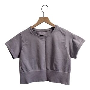 Offline by Aerie Purple Cropped Tee Short Sleeve Sweatshirt Top Size XL